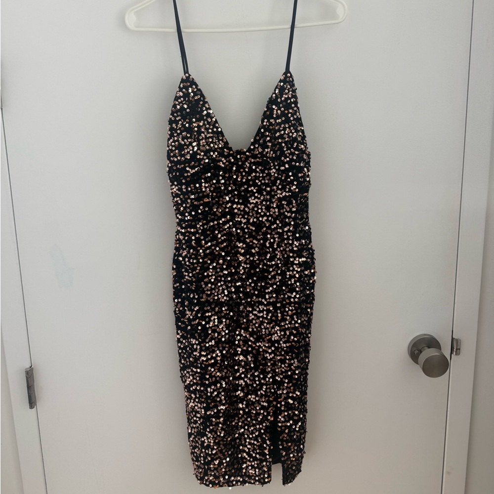 Hello Molly Sequin Slip Dress with Rose Gold Accents NWT XS